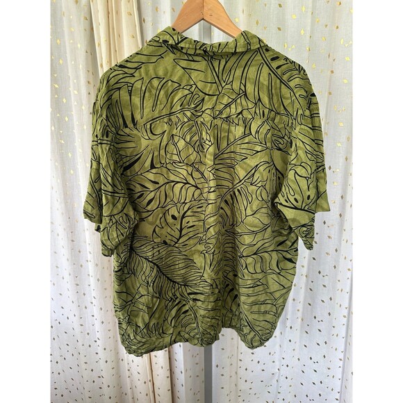 Makai Beach Hawaii Men's Hawaiian All Over Tropical Leaves Button Down Shirt XXL - Picture 3 of 5